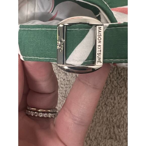 Maison Kitsuné Embroidered Flower 5 Panel Cap Green/White/Pink One Size NWT - Picture 10 of 11